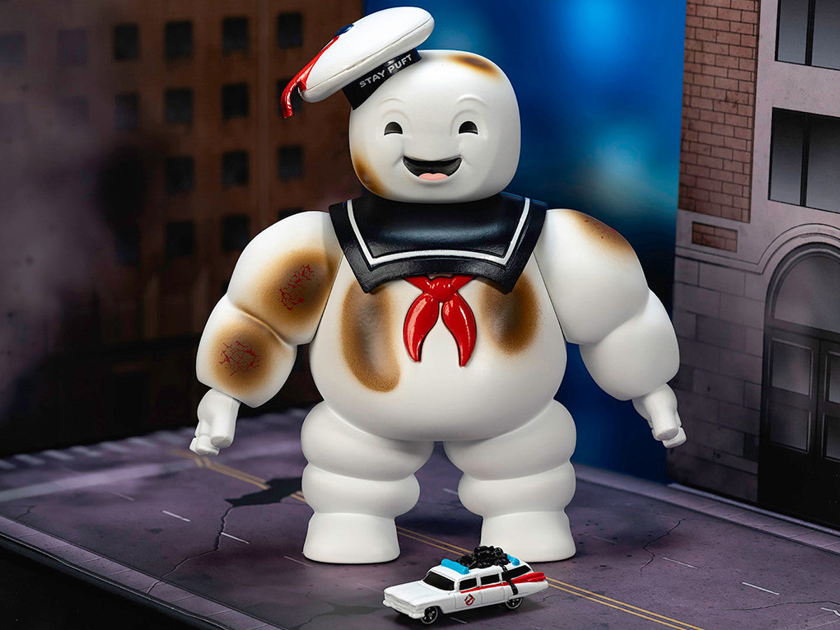 "Ghostbusters" 6" Stay Puft Marshmallow Man Figure with Nano Ecto-1 Car Diorama Set "Ghostbusters" (1984) Movie "Next Level" Series Model by Jada-0