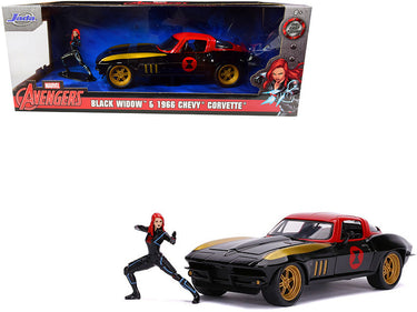 1966 Chevrolet Corvette with Black Widow Diecast Figurine