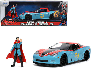 2006 Chevrolet Corvette Z06 Red and Blue with Doctor Strange Diecast Figurine