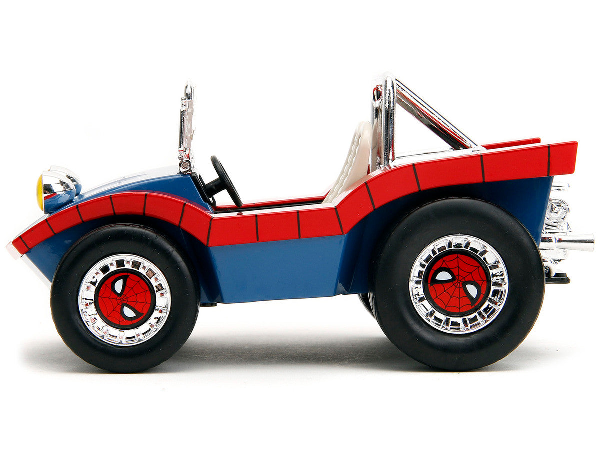 Dune Buggy Red and Blue with Graphics and Spider-Man Diecast Figure "Marvel Spider-Man" 1/24 Diecast Model Car by Jada-1