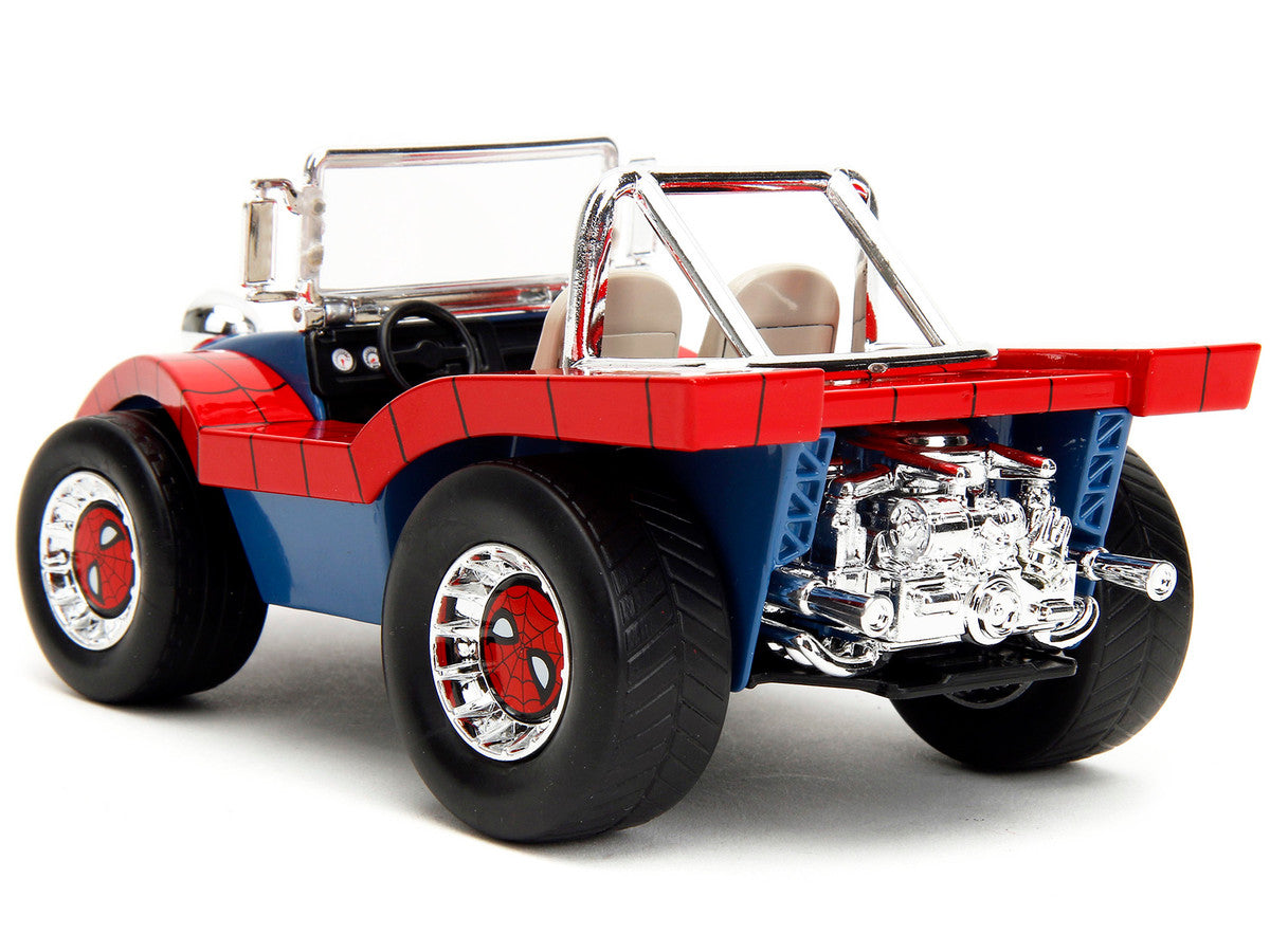 Dune Buggy Red and Blue with Graphics and Spider-Man Diecast Figure "Marvel Spider-Man" 1/24 Diecast Model Car by Jada-2