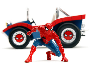 Dune Buggy Red and Blue with Graphics and Spider-Man Diecast Figure