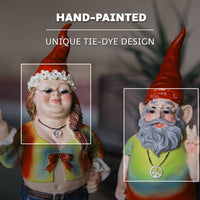 Gnancy & Gnarley: Tie-Dyed Decorative Gnome Figurine Couple