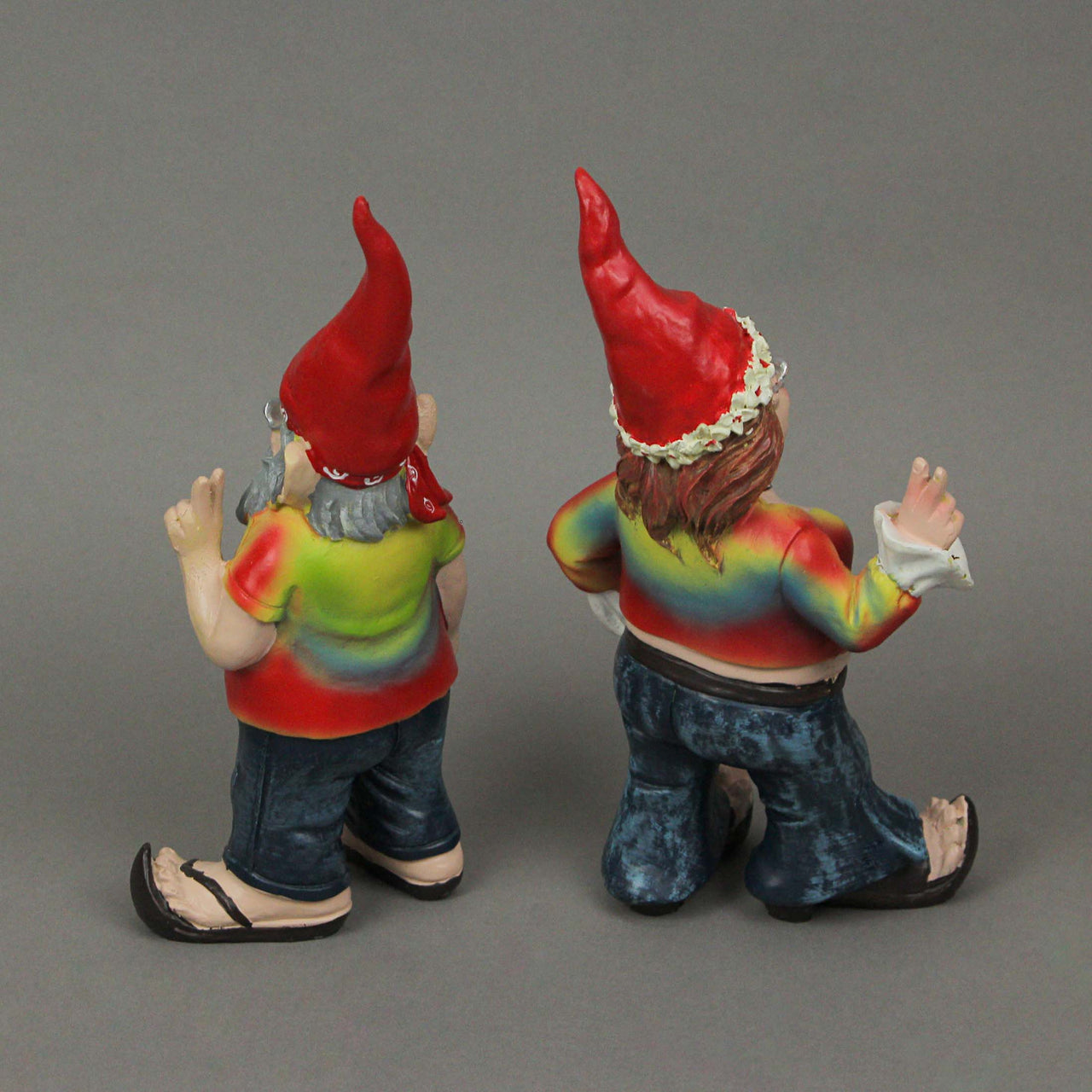 Gnancy & Gnarley: Tie-Dyed Decorative Gnome Figurine Couple