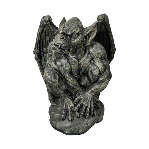SKYFIRE Sitting Guardian Sculpture - 23.2" Large Silas The Sentry Gargoyle Gothic Statues, Concrete Indoor Outdoor Winged Gargoyle Halloween Figurines for Garden, Lawn, Backyard, Office, Home Decor