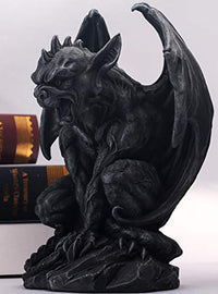 Winged Gargoyle Statue Indoor Outdoor Home Decor Sitting Guardian Sculpture Halloween Figurines, 9 in, Polyresin