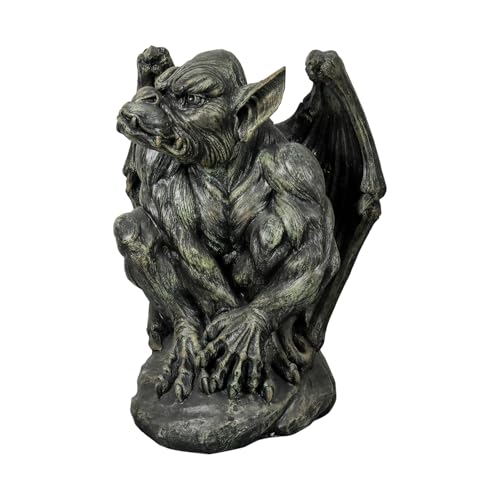 SKYFIRE Sitting Guardian Sculpture - 23.2" Large Silas The Sentry Gargoyle Gothic Statues, Concrete Indoor Outdoor Winged Gargoyle Halloween Figurines for Garden, Lawn, Backyard, Office, Home Decor