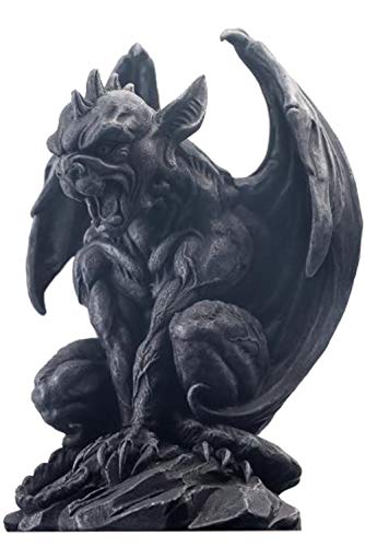 Winged Gargoyle Statue Indoor Outdoor Home Decor Sitting Guardian Sculpture Halloween Figurines, 9 in, Polyresin
