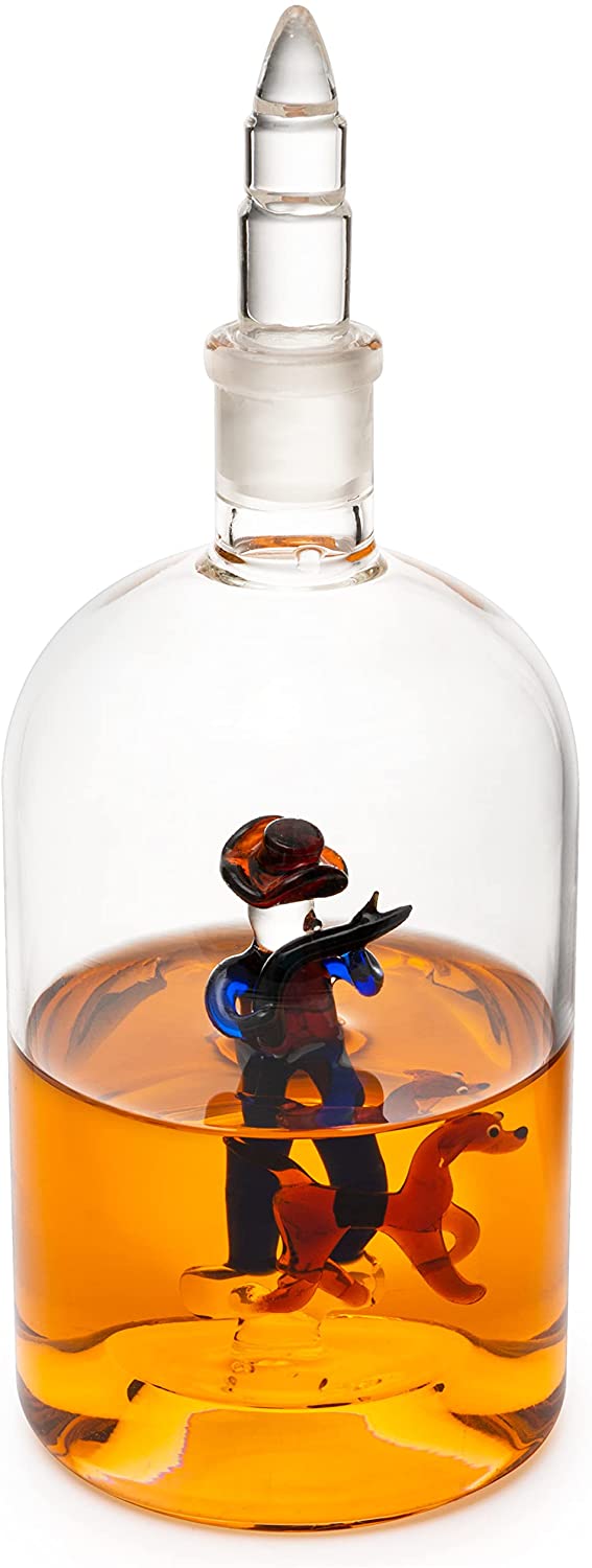Wine & Whiskey Decanter, Hunting Gifts, Hunter with Dog - 750ml Decanter Bourbon Scotch Unique Gift for Him - Gamebirds Game - Hunter's Cowboy Decanter, Western Style Decanter, Gift Glassware-4