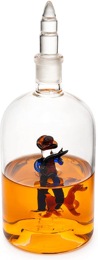 Wine & Whiskey Decanter, Hunting Gifts, Hunter with Dog - 750ml Decanter Bourbon Scotch Unique Gift for Him - Gamebirds Game - Hunter's Cowboy Decanter, Western Style Decanter, Gift Glassware-4