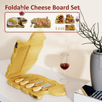 Bigfoot or RV Bamboo Board for Charcuterie, Foldable Cutting Board, Flexible Cheeseboard Serving Tray, Gift Ideas for New Home, Christmas, Women Birthday