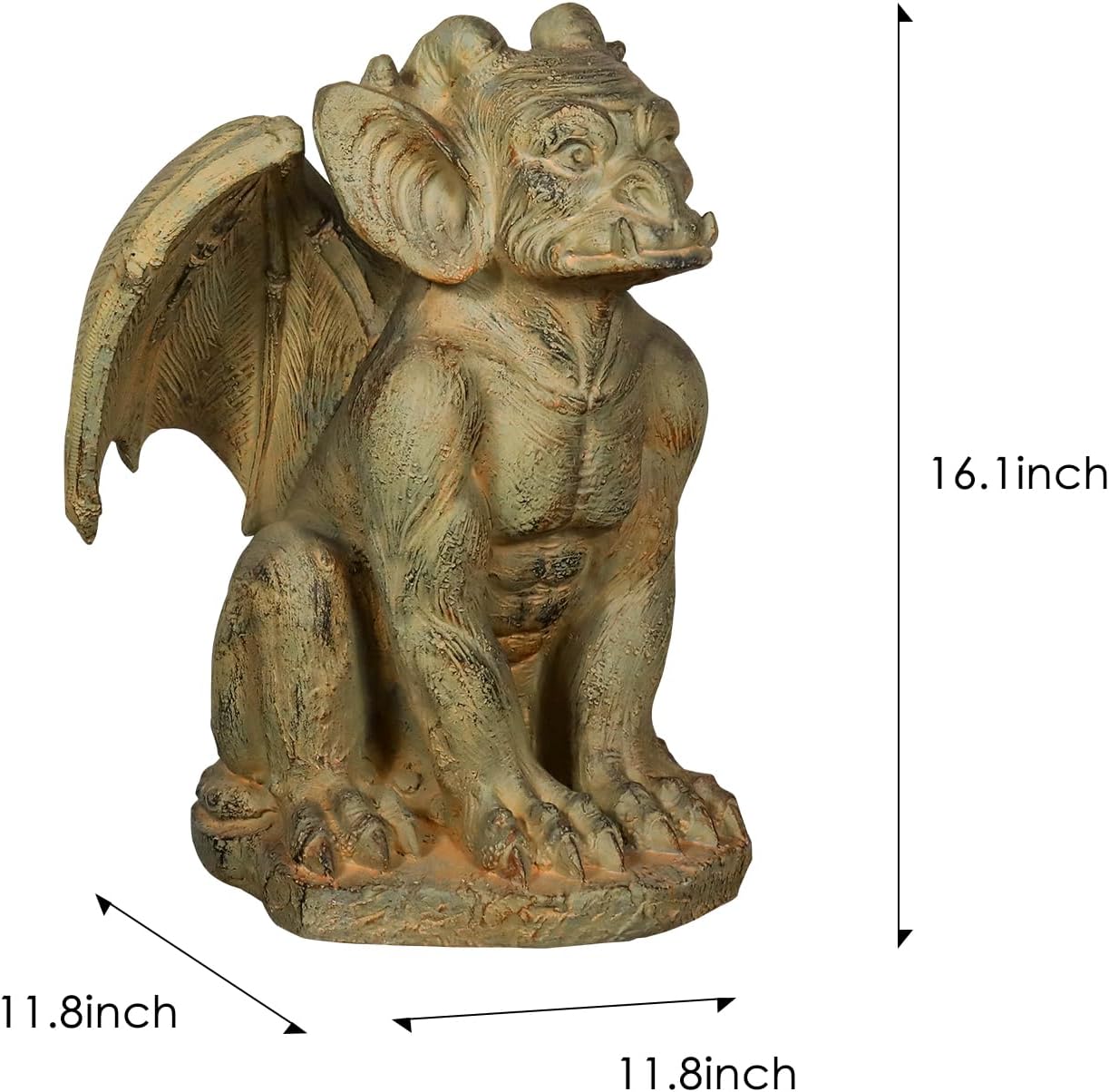SKYFIRE Sitting Guardian Sculpture - 23.2" Large Silas The Sentry Gargoyle Gothic Statues, Concrete Indoor Outdoor Winged Gargoyle Halloween Figurines for Garden, Lawn, Backyard, Office, Home Decor