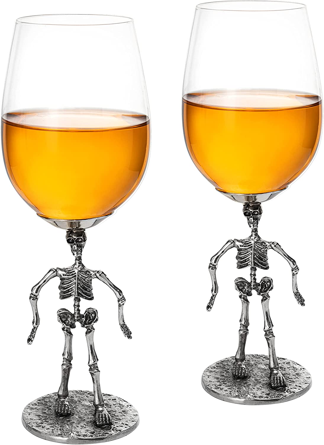 Stemmed Skeleton Wine Glass Set of 2 by The Wine Savant - 12oz Skeleton Glasses 10" H, Goth Gifts, Skeleton Gifts, Skeleton Decor, Spooky Wine Gift Set, Perfect for Halloween Themed Parties-4
