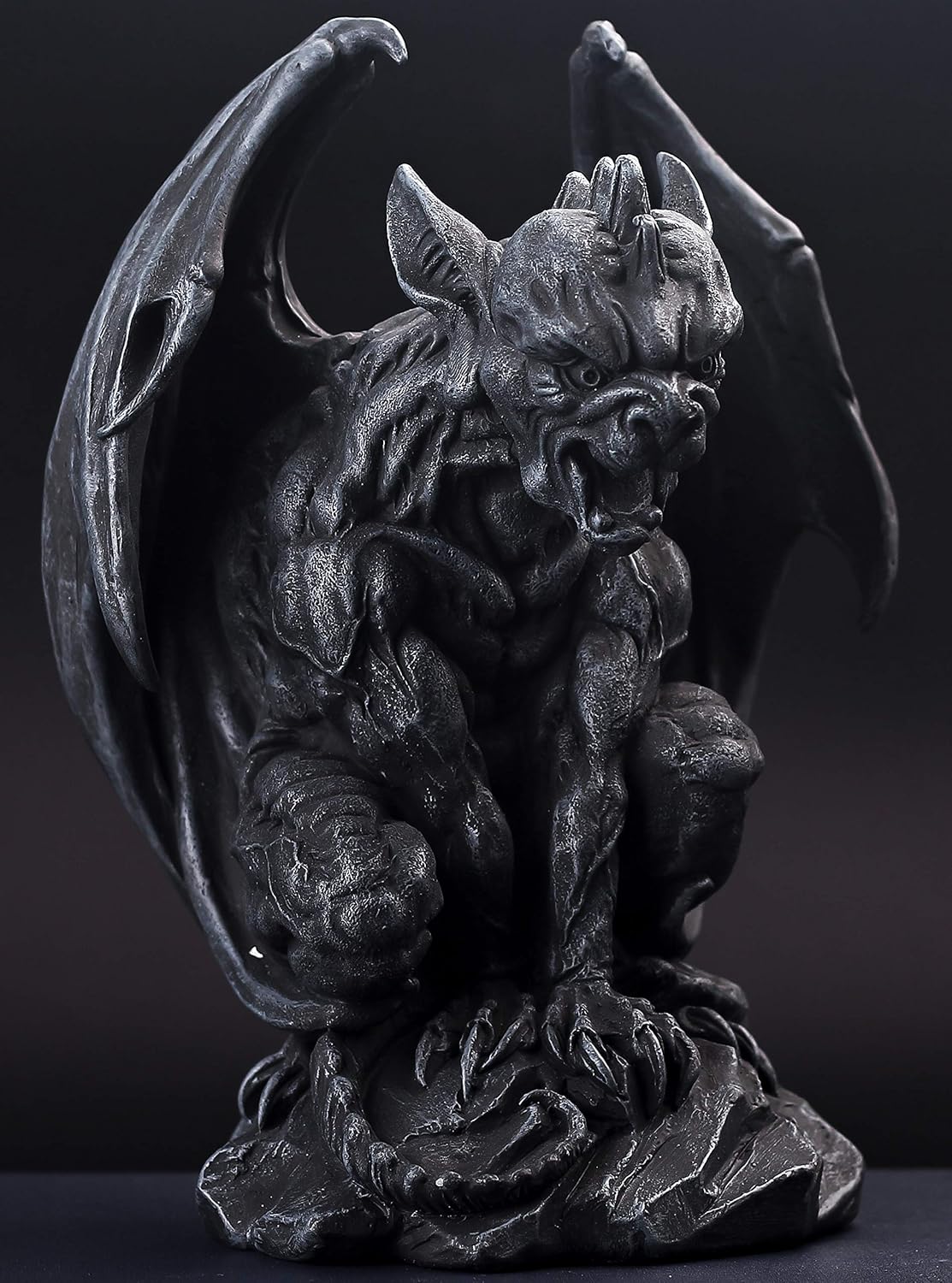 Winged Gargoyle Statue Indoor Outdoor Home Decor Sitting Guardian Sculpture Halloween Figurines, 9 in, Polyresin