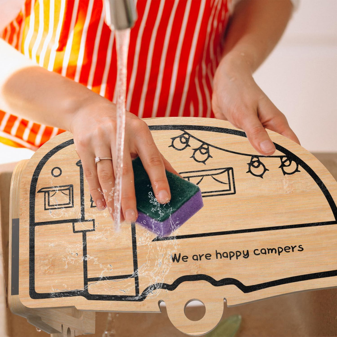 Bigfoot or RV Bamboo Board for Charcuterie, Foldable Cutting Board, Flexible Cheeseboard Serving Tray, Gift Ideas for New Home, Christmas, Women Birthday