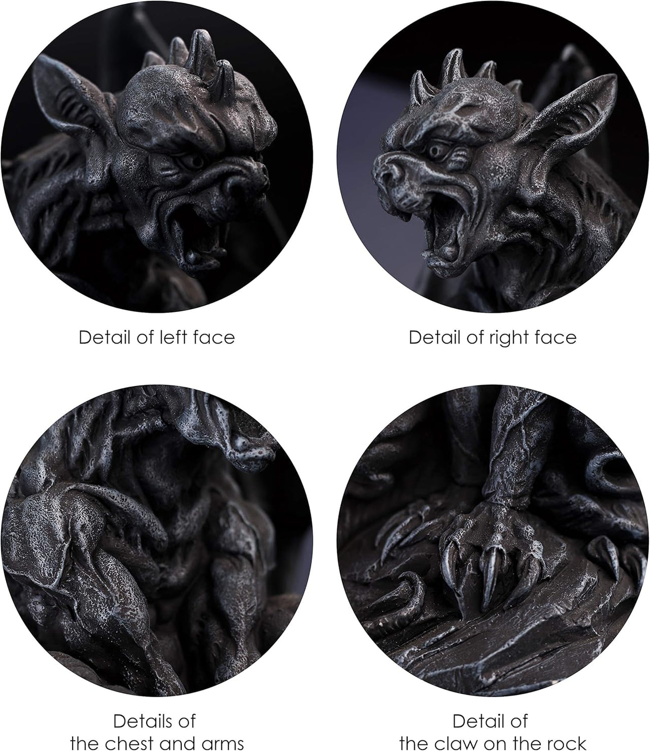 Winged Gargoyle Statue Indoor Outdoor Home Decor Sitting Guardian Sculpture Halloween Figurines, 9 in, Polyresin