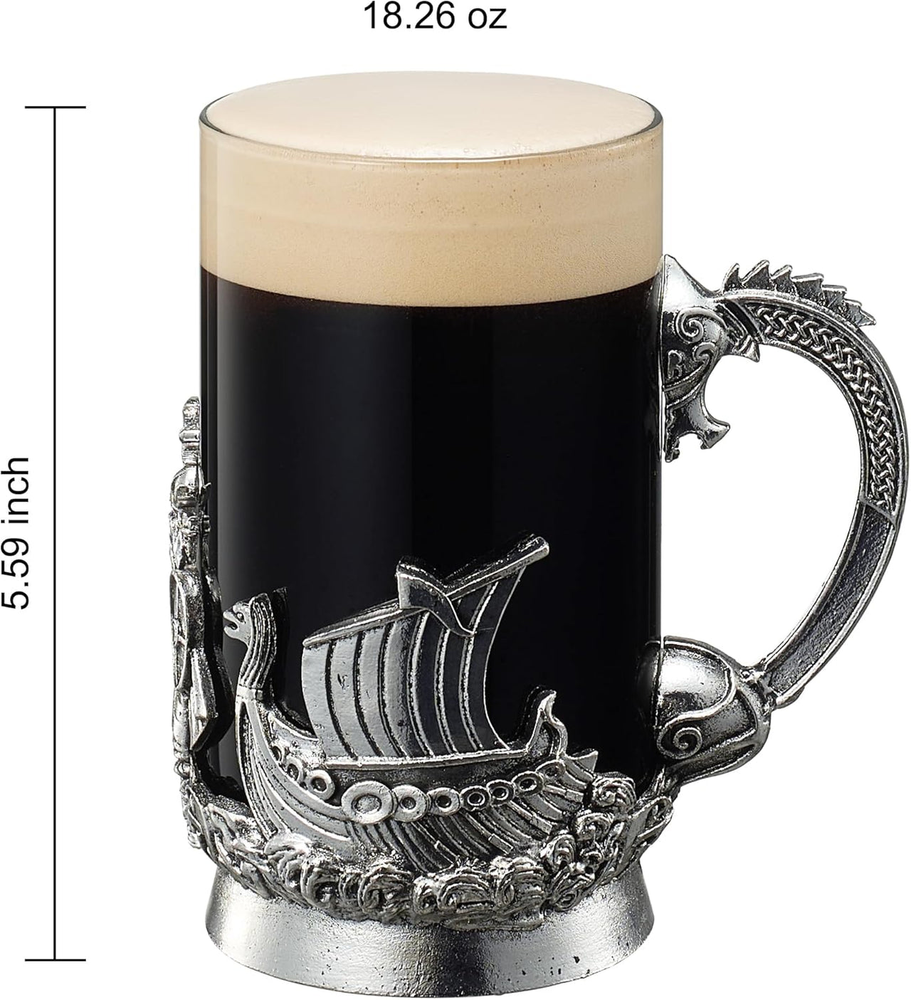 Viking & Mythological Pewter Beer & Water Drinking Glass - 18oz SINGLE - Pint, Whiskey, Rum & Scotch Glass, Elegant, Medieval Crystal Cup, Mug, Goblet, Gifts for Men & Women, Old Fashioned Glass-3