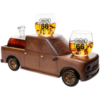 Pickup Truck Wine & Whiskey Decanter -500 ml & Two 12 Oz Route 66 Glasses The Wine Savant - Alaska Gifts, Dad Driver Trucker Gifts, Truck, Truck Decor, Gifts for Car Enthusiasts-0