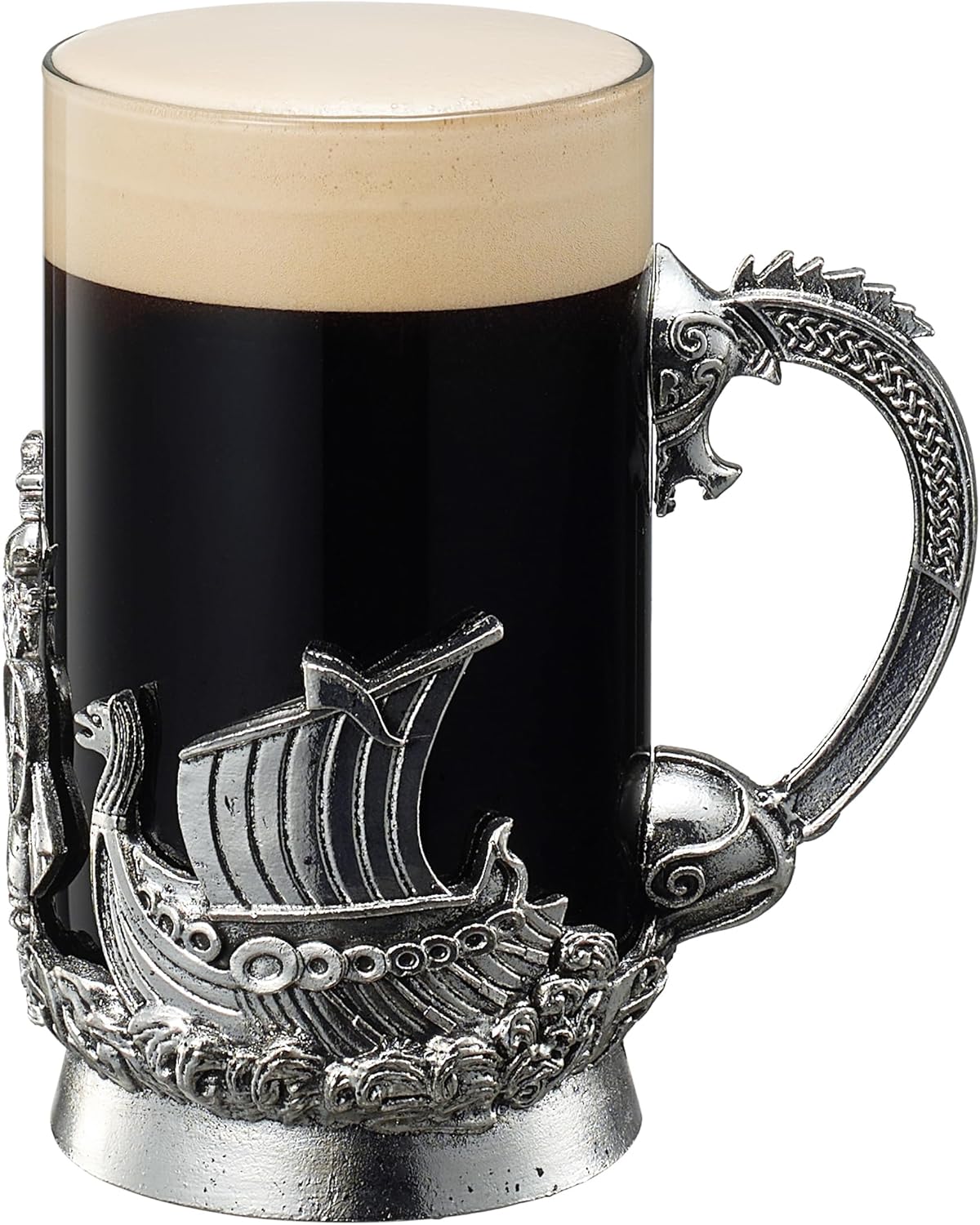 Viking & Mythological Pewter Beer & Water Drinking Glass - 18oz SINGLE - Pint, Whiskey, Rum & Scotch Glass, Elegant, Medieval Crystal Cup, Mug, Goblet, Gifts for Men & Women, Old Fashioned Glass-2