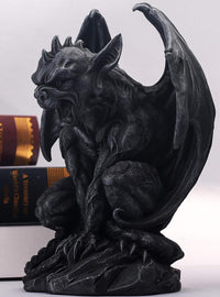 Winged Gargoyle Statue Indoor Outdoor Home Decor Sitting Guardian Sculpture Halloween Figurines, 9 in, Polyresin