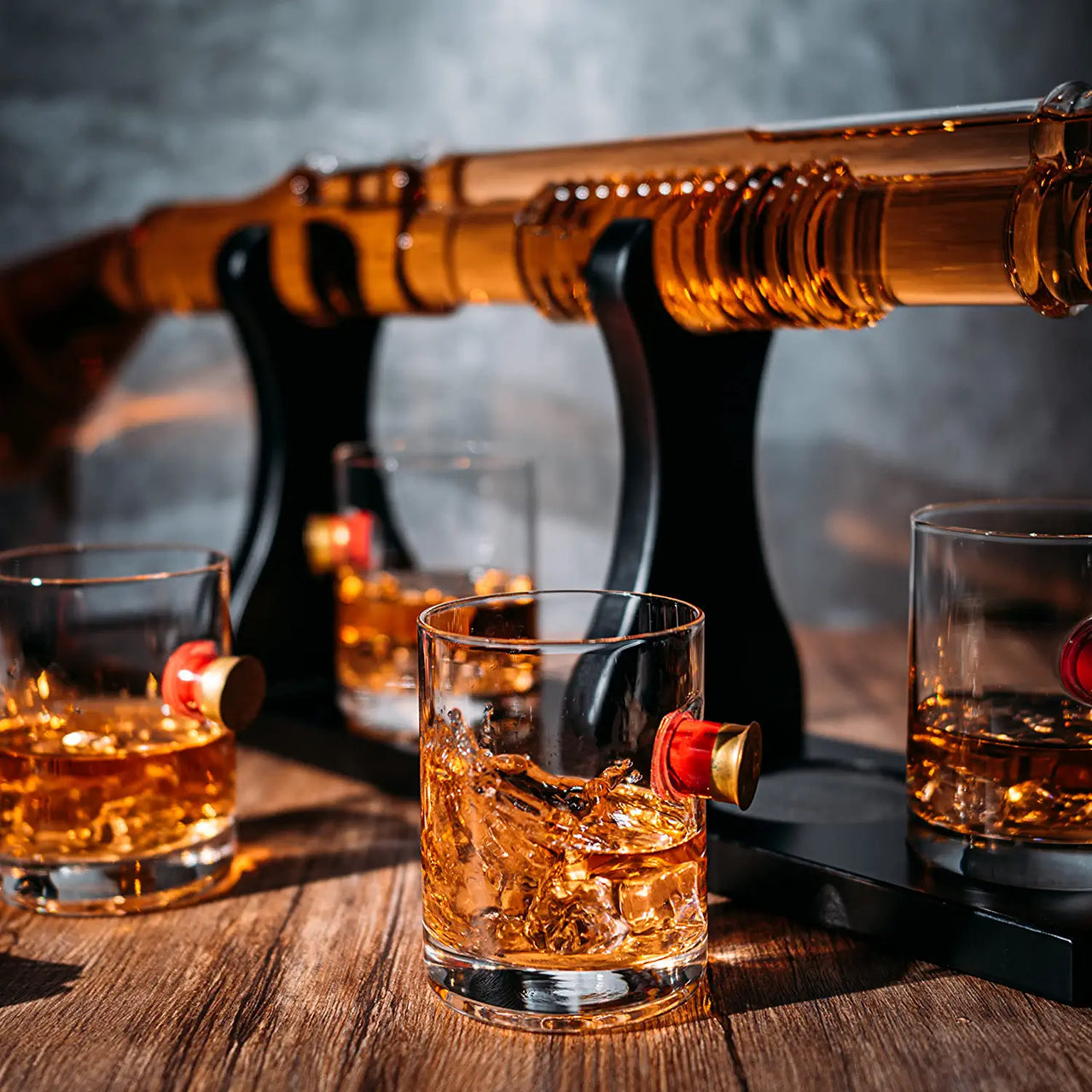 Shotgun Whiskey Decanter Set - Limited Edition - 800 ml & 4 12oz Bullet Glasses - Unique Gift - Drinking Party Accessory, Handmade Gun Liquor Decanter, Tik Tok Gun Decanter Gifts for Dad-2