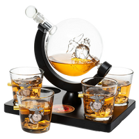 Marine Decanter Set With Four 3 oz Shot Glasses 1000ml Marines Gift Decanter by The Wine Savant - Marine Gifts, Army Gifts, Veteran Gifts-0