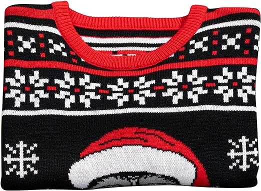 Skull Santa Claus Bones Lights and Snowflakes Sweater