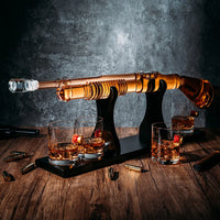 Shotgun Whiskey Decanter Set - Limited Edition - 800 ml & 4 12oz Bullet Glasses - Unique Gift - Drinking Party Accessory, Handmade Gun Liquor Decanter, Tik Tok Gun Decanter Gifts for Dad-1