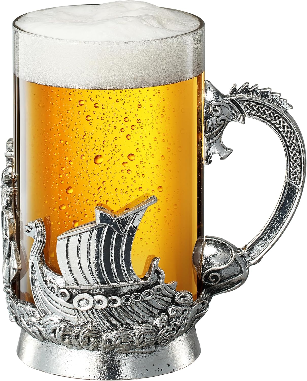 Viking & Mythological Pewter Beer & Water Drinking Glass - 18oz SINGLE - Pint, Whiskey, Rum & Scotch Glass, Elegant, Medieval Crystal Cup, Mug, Goblet, Gifts for Men & Women, Old Fashioned Glass-0