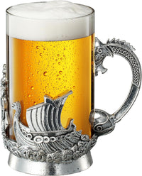 Viking & Mythological Pewter Beer & Water Drinking Glass - 18oz SINGLE - Pint, Whiskey, Rum & Scotch Glass, Elegant, Medieval Crystal Cup, Mug, Goblet, Gifts for Men & Women, Old Fashioned Glass-0