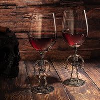 Stemmed Skeleton Wine Glass Set of 2 by The Wine Savant - 12oz Skeleton Glasses 10