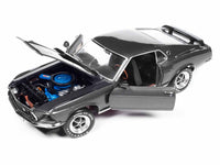 1969 Ford Mustang Dark Gray Metallic with Black Stripes