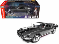 1969 Ford Mustang Dark Gray Metallic with Black Stripes