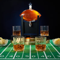 The Wine Savant Football Gifts for Men Dad - Decanter with Mahogany Holder Field Goal Holder + 4 Glasses & Footballs Chillers - Birthday Bar from Daughter Son, Retirement, Father, Him Brother-1
