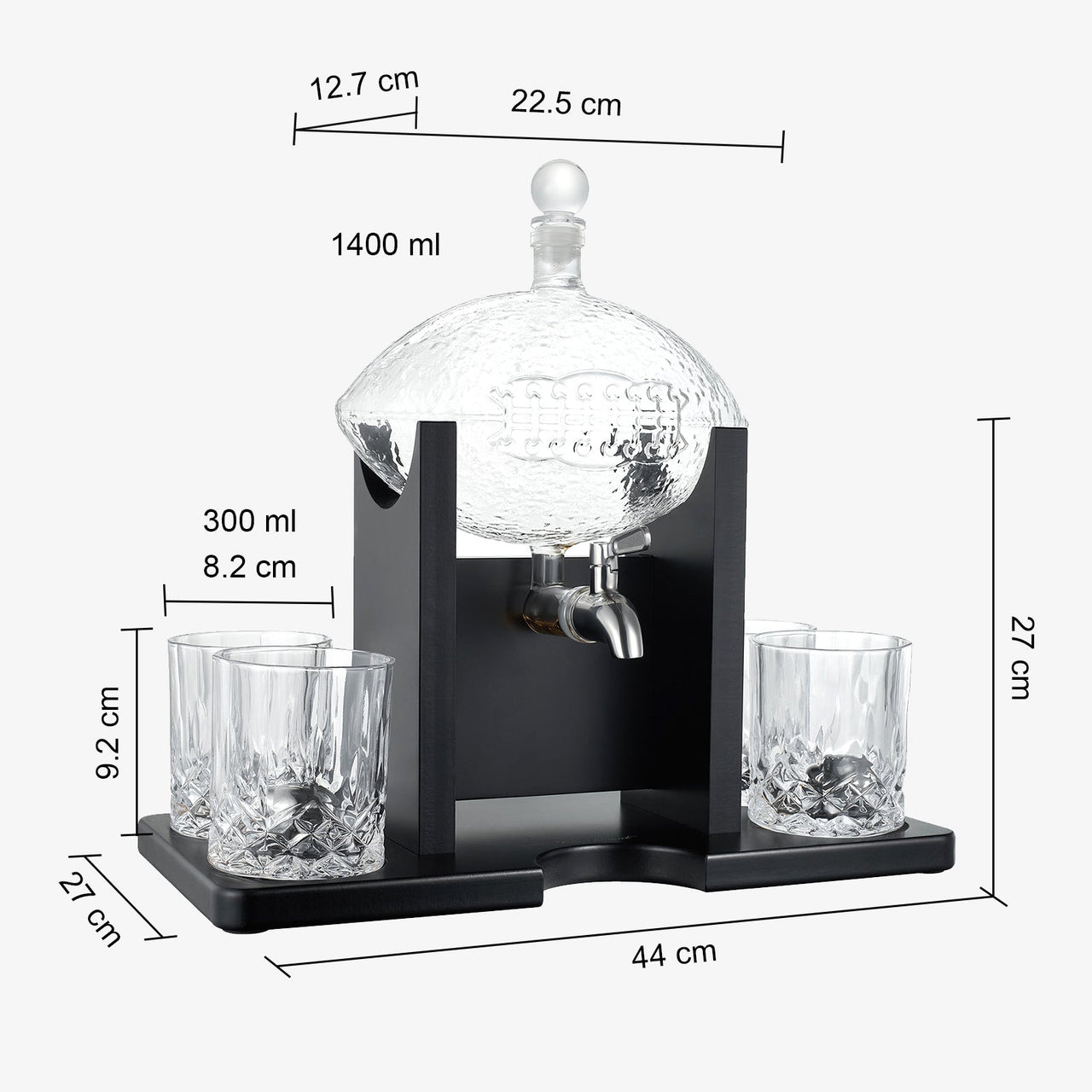 The Wine Savant Football Gifts for Men Dad - Decanter with Mahogany Holder Field Goal Holder + 4 Glasses & Footballs Chillers - Birthday Bar from Daughter Son, Retirement, Father, Him Brother-4