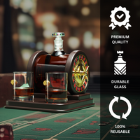 Casino Roulette Whiskey Decanter for Men, Husband, Him | 67.6 OZ Decanter With 2 x 10oz Dice Whiskey Glasses | Gold & Wood Gambling Slot Gift for Bourbon, Scotch, Liquor, Gifts For Dad, Guy, Christmas-3