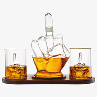 The Wine Savant Middle Finger Decanter Novelty Whiskey & Wine Decanter Set, Mahogany Wood, Funny Gift for that Someone You Love! Middle Finger Gift For Adults, Flip Off Gift, Funny Gifts, Gag Gift-0
