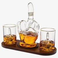 The Wine Savant Middle Finger Decanter Novelty Whiskey & Wine Decanter Set, Mahogany Wood, Funny Gift for that Someone You Love! Middle Finger Gift For Adults, Flip Off Gift, Funny Gifts, Gag Gift-1