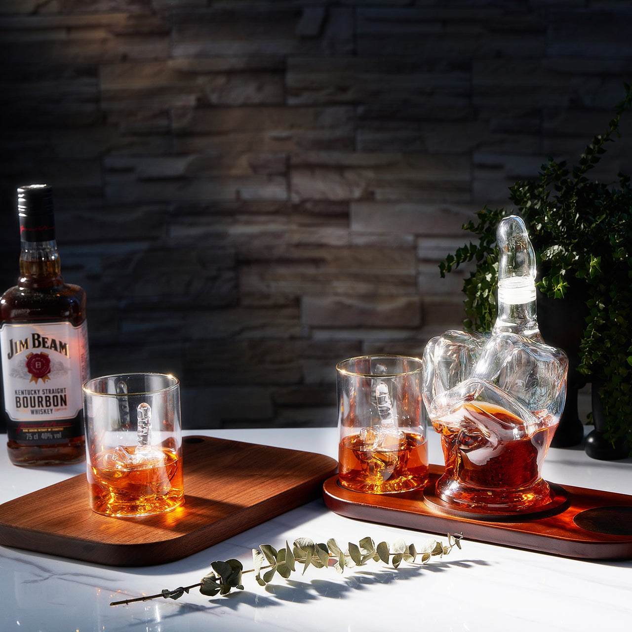 The Wine Savant Middle Finger Decanter Novelty Whiskey & Wine Decanter Set, Mahogany Wood, Funny Gift for that Someone You Love! Middle Finger Gift For Adults, Flip Off Gift, Funny Gifts, Gag Gift-2