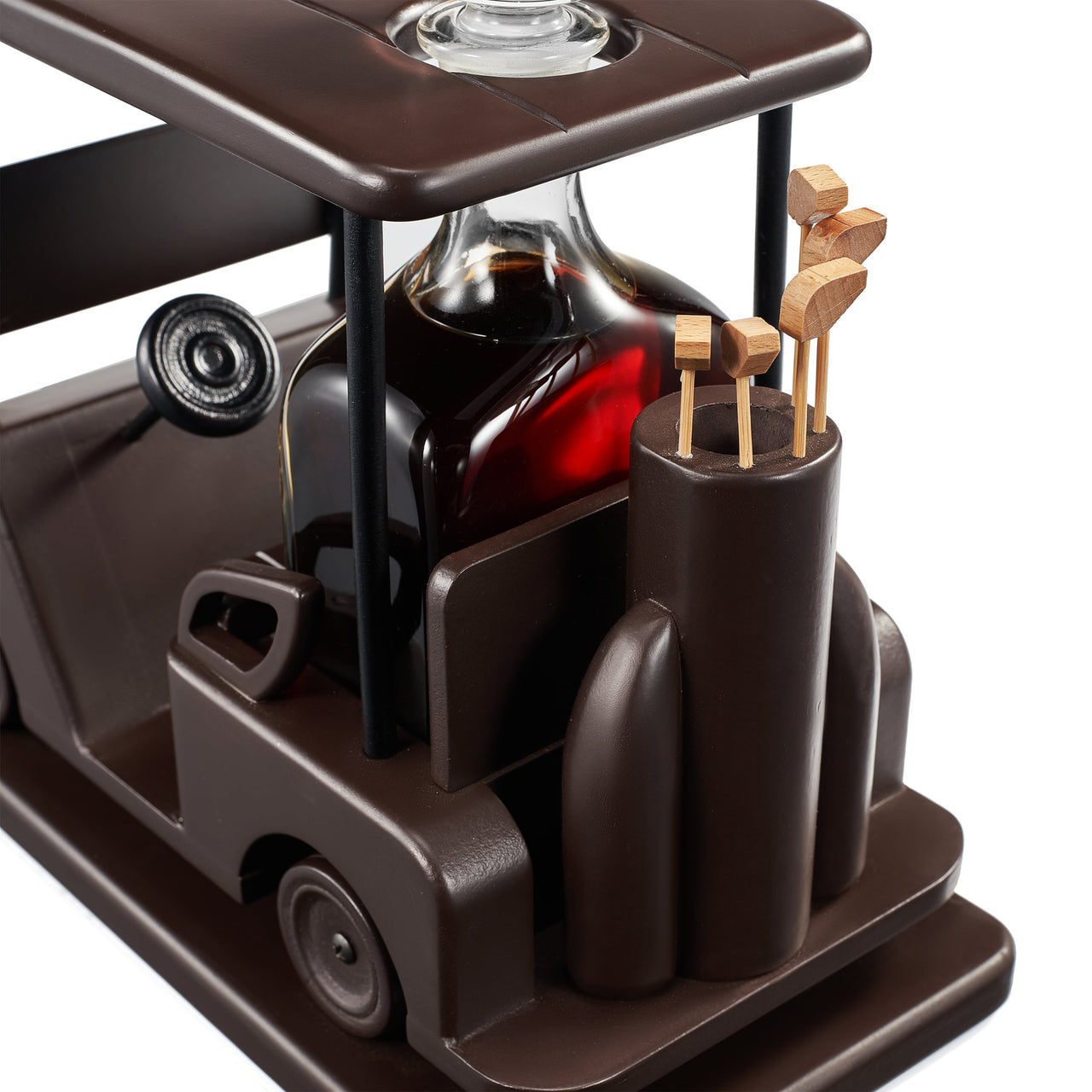Golf Decanter Whiskey Decanter - The Wine Savant - Brown Mahogany Wood Golf Gifts for Both Men & Women, Golf Accessories, Golfer Gifts, Based on A Replica Golf Cart (600ml Decanter)-2