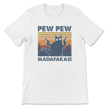 Pew Pew Cat Madafakas Retro Tee-0