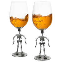 Stemmed Skeleton Wine Glass Set of 2 by The Wine Savant - 12oz Skeleton Glasses 10