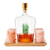 Tequila Decanter With Four Pink Himalayan Salt Shot Glasses Set, Perfect for Tequila Agave Liquor Lovers, 34 OZ Bottle, 1.6 OZ Shot Glass, Tequila, Liquor Party Decorations Cinco De Mayo (Agave)-0