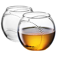Baseball Round Whiskey Glasses | 10oz Whiskey Glass Set of 2 | Tumbler for Any Occasion, Sport Lover Gifts, Baseball Themed Party, Baseball Birthday Gift Set - Dad, Men Father Gift Novelty - Parties-0