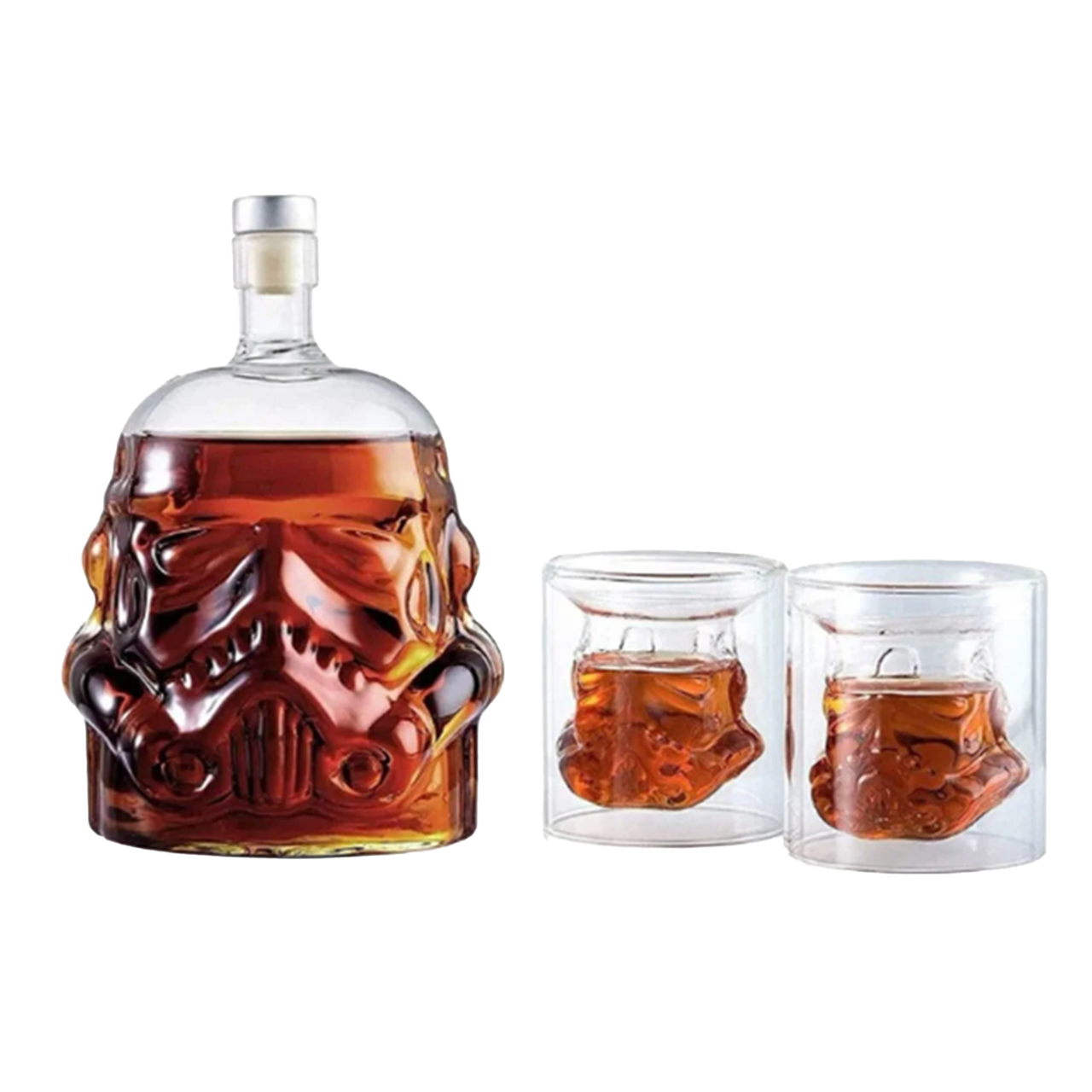 Transparent Creative Whiskey Decanter Set Bottle with 2 Wine Glasses 150ml for liquor, Bourbon, Scotch, Vodka, Father's Day Gift for Men Women-0