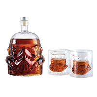 Transparent Creative Whiskey Decanter Set Bottle with 2 Wine Glasses 150ml for liquor, Bourbon, Scotch, Vodka, Father's Day Gift for Men Women-0