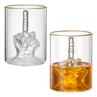 Middle Finger Gifts Whiskey Glass | SINGLE | Novelty Whiskey & Wine, Funny Gift for that Someone You Love! Middle Finger Gift For Adults, Flip Off, Funny Gag Gifts (12.5 OZ)-0