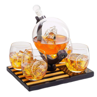 Marine Decanter Set With 4 Whiskey Glasses 1000ml Marines Gift Decanter by The Wine Savant-0