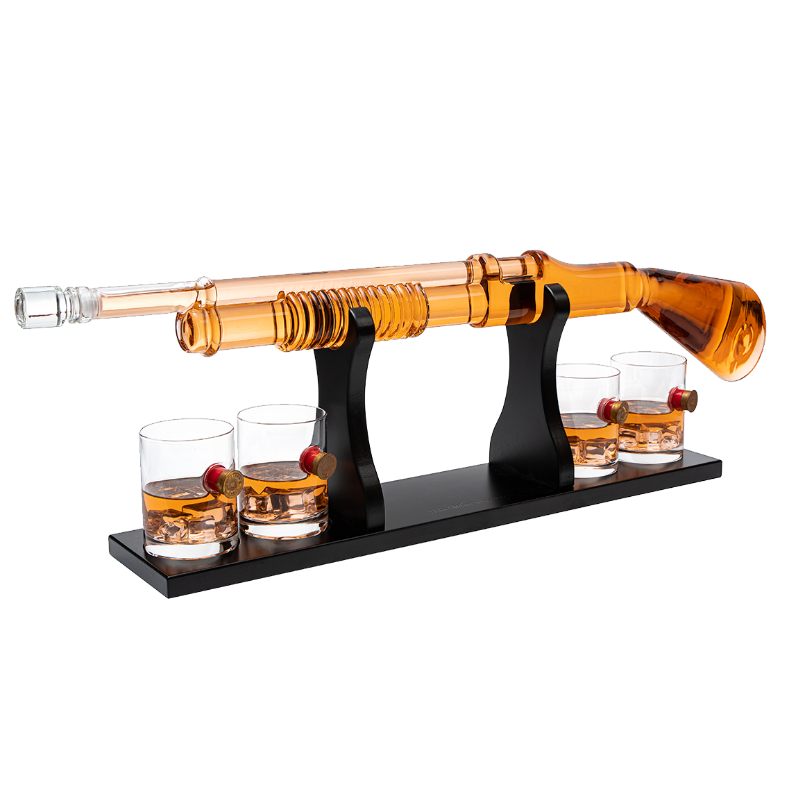 Shotgun Whiskey Decanter Set - Limited Edition - 800 ml & 4 12oz Bullet Glasses - Unique Gift - Drinking Party Accessory, Handmade Gun Liquor Decanter, Tik Tok Gun Decanter Gifts for Dad-0