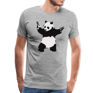Banksy Pandamonium Armed Panda Artwork T-Shirt-1